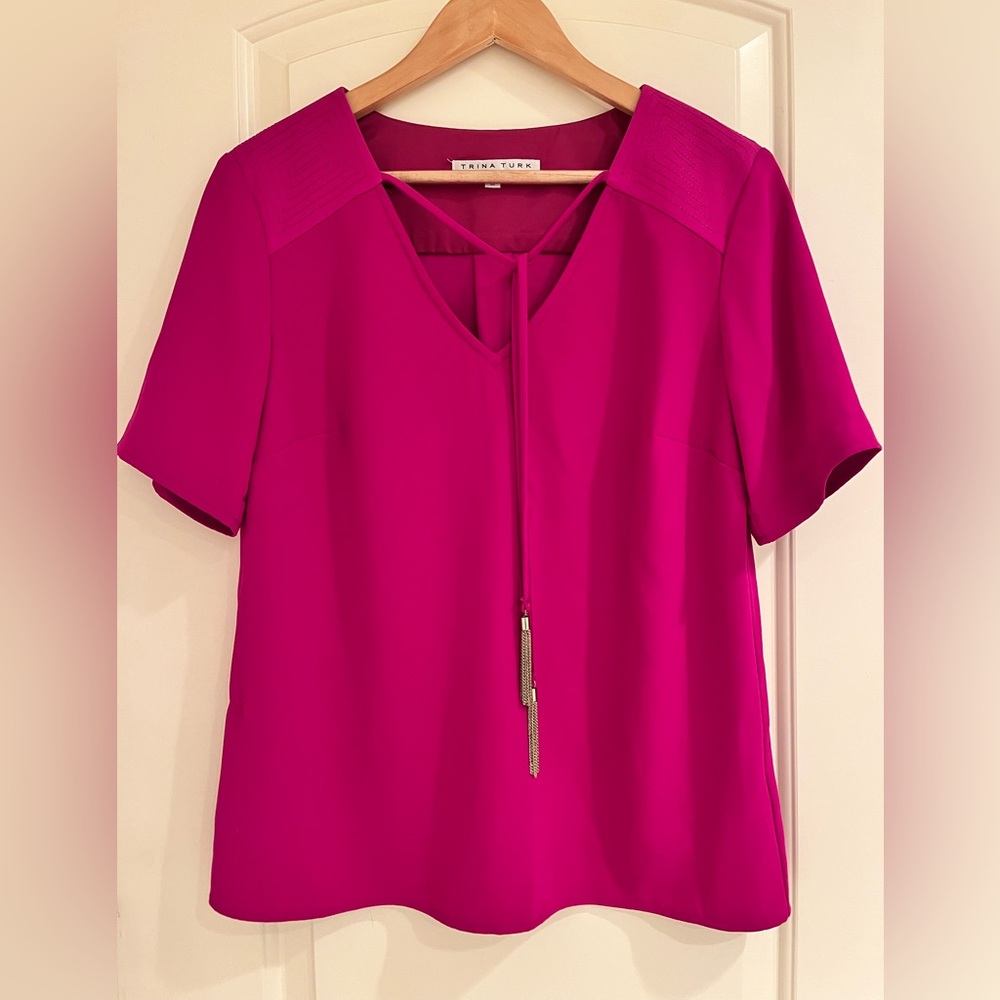 Trina Turk Escondido blouse L, Bright Purple-pink